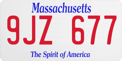 MA license plate 9JZ677