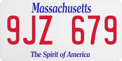 MA license plate 9JZ679