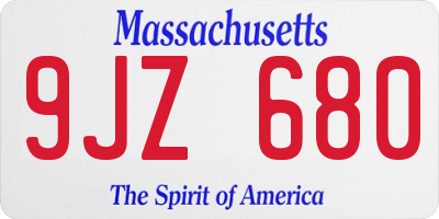 MA license plate 9JZ680