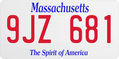 MA license plate 9JZ681