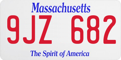 MA license plate 9JZ682