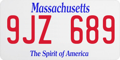 MA license plate 9JZ689