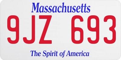 MA license plate 9JZ693