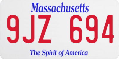MA license plate 9JZ694
