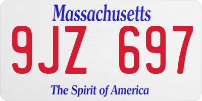 MA license plate 9JZ697