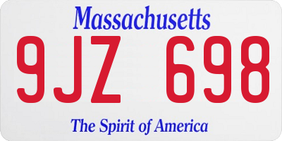 MA license plate 9JZ698