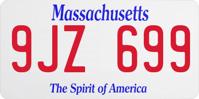 MA license plate 9JZ699