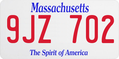 MA license plate 9JZ702