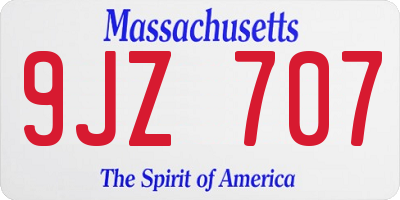 MA license plate 9JZ707