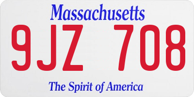 MA license plate 9JZ708