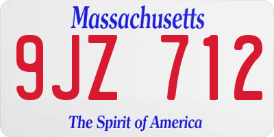 MA license plate 9JZ712