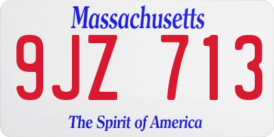 MA license plate 9JZ713