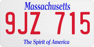 MA license plate 9JZ715