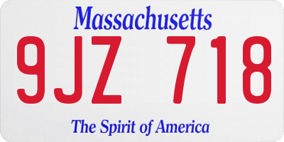 MA license plate 9JZ718