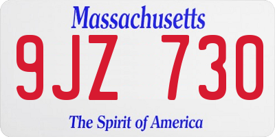MA license plate 9JZ730