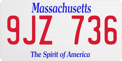 MA license plate 9JZ736