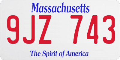 MA license plate 9JZ743