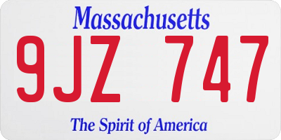 MA license plate 9JZ747