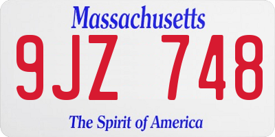 MA license plate 9JZ748