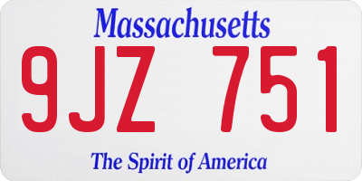 MA license plate 9JZ751