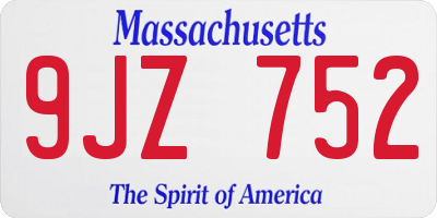 MA license plate 9JZ752