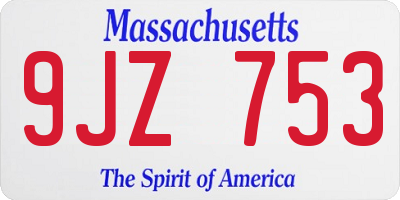 MA license plate 9JZ753