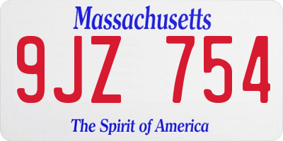 MA license plate 9JZ754