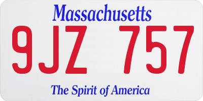 MA license plate 9JZ757