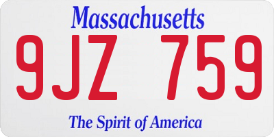 MA license plate 9JZ759