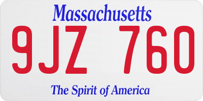 MA license plate 9JZ760