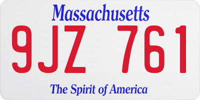MA license plate 9JZ761