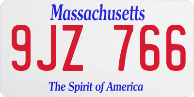 MA license plate 9JZ766
