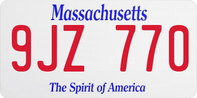 MA license plate 9JZ770