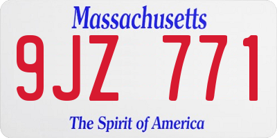 MA license plate 9JZ771