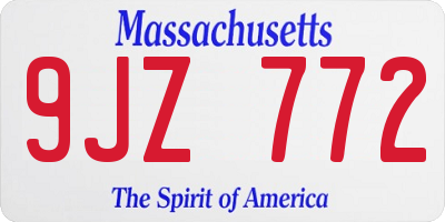 MA license plate 9JZ772