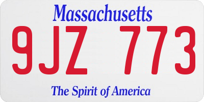 MA license plate 9JZ773