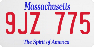 MA license plate 9JZ775