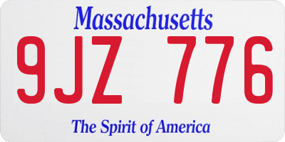 MA license plate 9JZ776