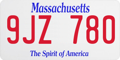 MA license plate 9JZ780