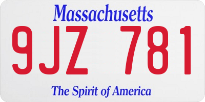 MA license plate 9JZ781