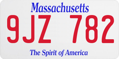 MA license plate 9JZ782