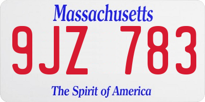 MA license plate 9JZ783