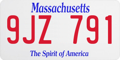 MA license plate 9JZ791