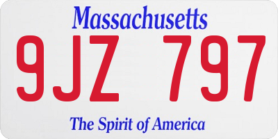 MA license plate 9JZ797