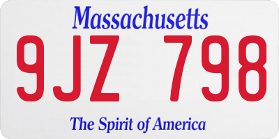 MA license plate 9JZ798