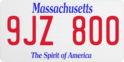 MA license plate 9JZ800