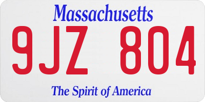 MA license plate 9JZ804