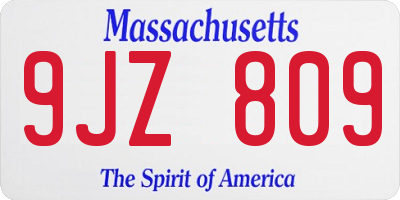 MA license plate 9JZ809