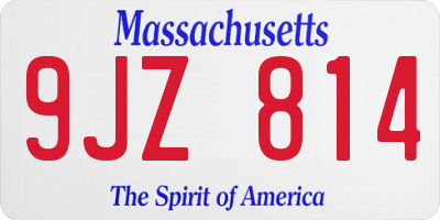 MA license plate 9JZ814
