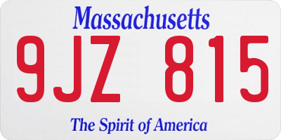 MA license plate 9JZ815